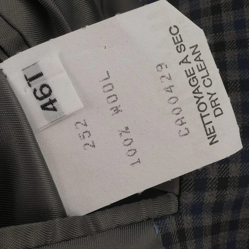 Peter Millar‎ 2-Button Wool Sport Coat Gray Blue Check Actual 44L Tagged 46L